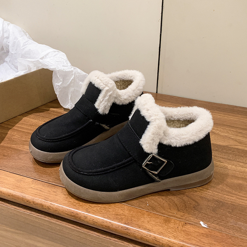 Ženske zimske čizme od nubuka – Slip-On, debela potplat, podstava od janjećeg vune, casual stil