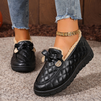 Ženske zimske loaferice s fleece unutrašnjom, gornji materijal mikrovlakna, niski gornji dio, Slip-on, PVC potplat