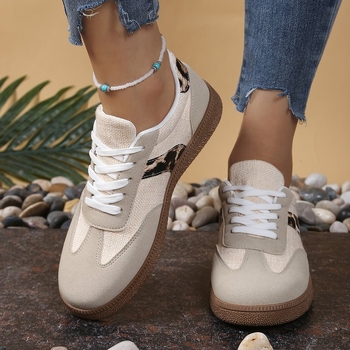 Спортни обувки с PU горна част, закръглен нос, връзки, гумена подметка, дишаща мрежеста подплата