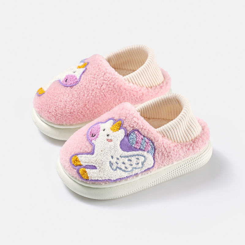 Vaikų medvilninės šlepetės - animacinis raštas, viršus audinys, EVA padas, slip-on, amžiaus grupė 1-12 metų