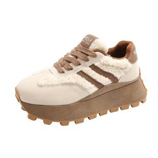 Forrest Gump-stílusú edzőcipő gumírozott talppal, velúr felsőrész, elöl fűzős zárással – női vintage téli sportcipő