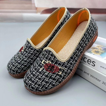 Moteriški Pekino audinių batai, viršus iš kanapių, TPU padas, žemas profilis, apvali nosis