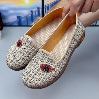 Moteriški Pekino audinių batai, viršus iš kanapių, TPU padas, žemas profilis, apvali nosis