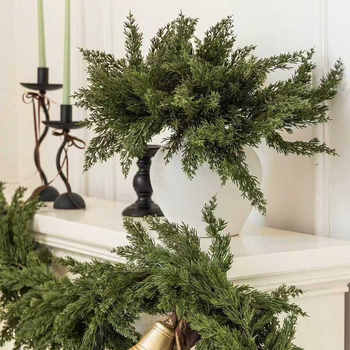 PVC Kalėdų papuošalas – rankų darbo, realistiškas augalas su viena šakele, vestuvėms ir namų dekorui