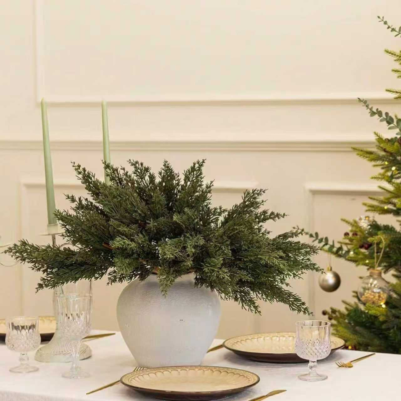 PVC Kalėdų papuošalas – rankų darbo, realistiškas augalas su viena šakele, vestuvėms ir namų dekorui