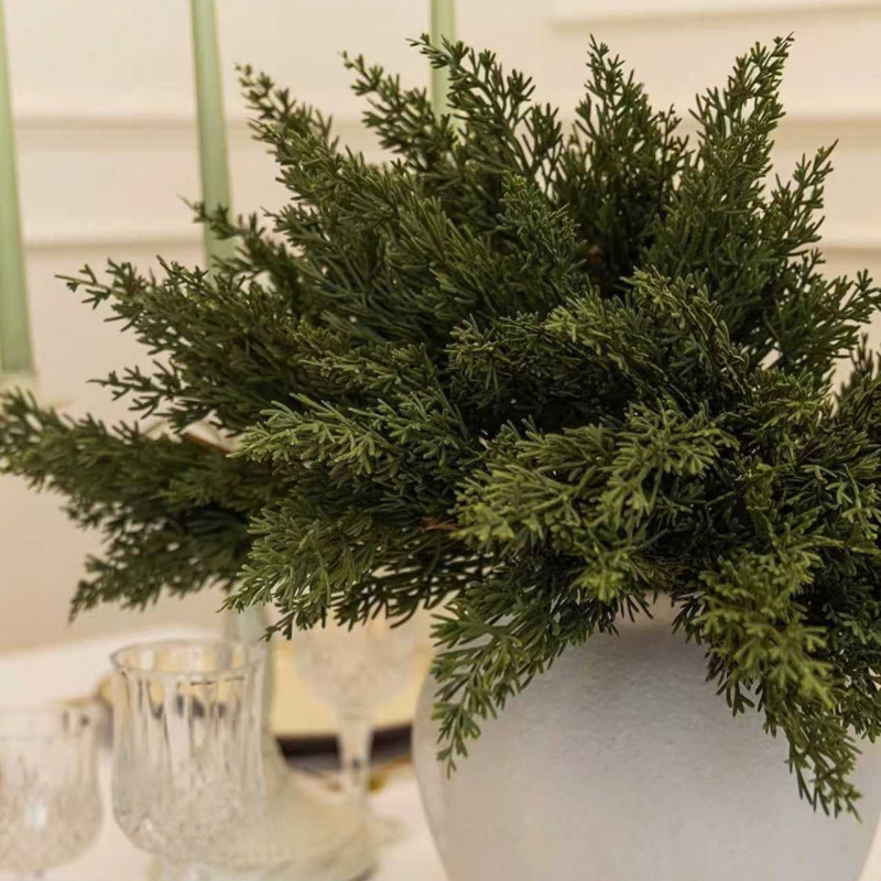 PVC Kalėdų papuošalas – rankų darbo, realistiškas augalas su viena šakele, vestuvėms ir namų dekorui