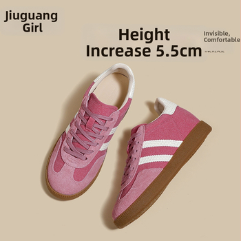 Moteriški teniso bateliai Hongkongo stiliaus retro nišose, žemas viršūnės, raišteliai, kvėpuojantys; viršus: karvų oda, vidpadis iš natūralios odos, guma padas, dryžuotas raštas, pavasaris 2025