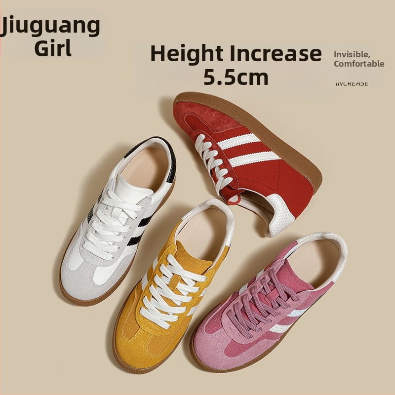 Moteriški teniso bateliai Hongkongo stiliaus retro nišose, žemas viršūnės, raišteliai, kvėpuojantys; viršus: karvų oda, vidpadis iš natūralios odos, guma padas, dryžuotas raštas, pavasaris 2025