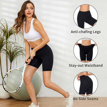 3 dalių moterų jogos legginų komplektas su vidutiniu liemeniu — medvilniniai trumpi šortai kasdieniam dėvėjimui