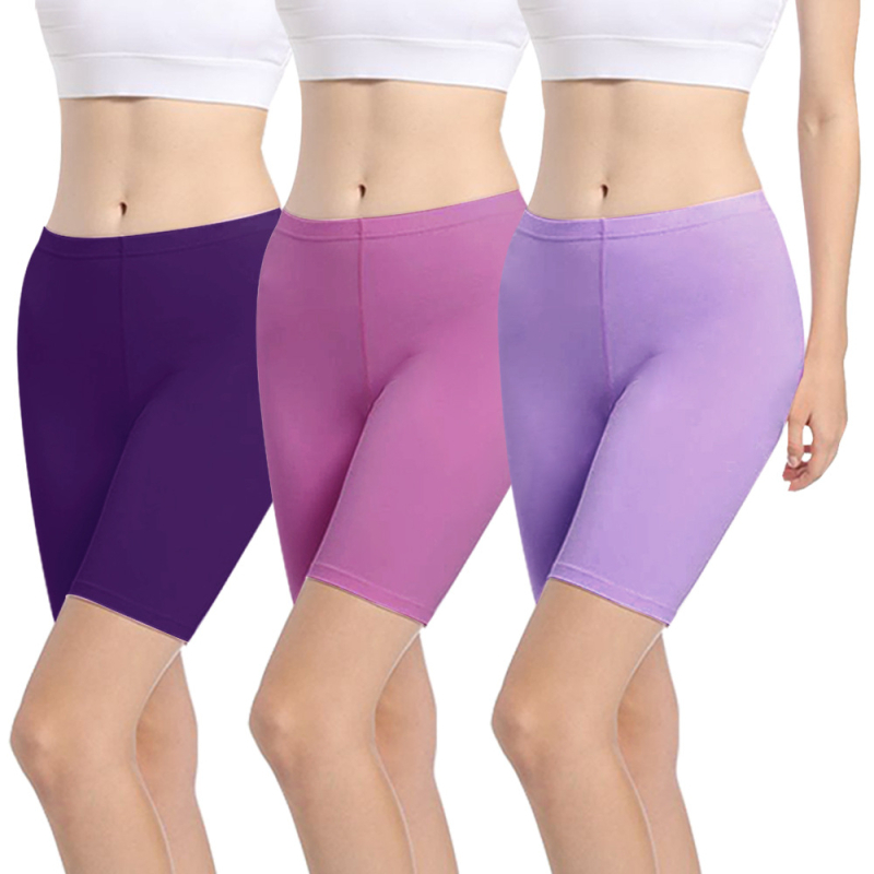 3 dalių moterų jogos legginų komplektas su vidutiniu liemeniu — medvilniniai trumpi šortai kasdieniam dėvėjimui