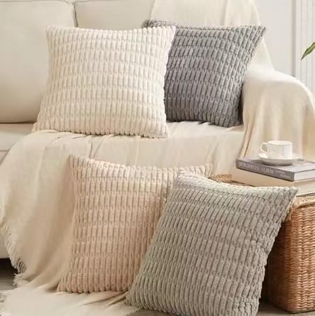 Калъф за възглавница - памук и лен, модерен минимализъм, бродерия, ресни, печат, модел 20414053978, пълнеж PP памук