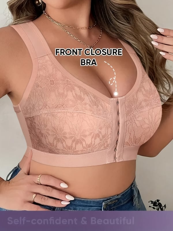 Vesto stiliaus kvėpavimo jogos liemenėlė be vielos, su gėlių raštu, nailoninis audinys, pilna beformė taurė, priekinis užsegimas