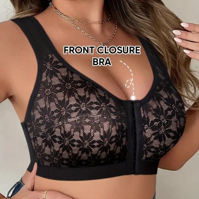 Vesto stiliaus kvėpavimo jogos liemenėlė be vielos, su gėlių raštu, nailoninis audinys, pilna beformė taurė, priekinis užsegimas