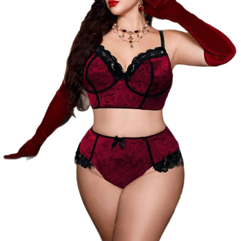 Velūro liemenėlės komplektas, kaušelis 3/4, be formuotos kaušelio, fiksuoti dvigubi petnešos, nugaros penkių eilių užsegimas, push-up