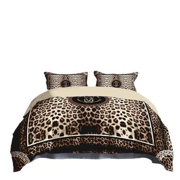 Leopardų atspaudų antklodės užvalkalų rinkinys, 3D HD skaitmeninė spauda, cheminiai pluoštai, trijų dalių rinkinys, pritaikomas