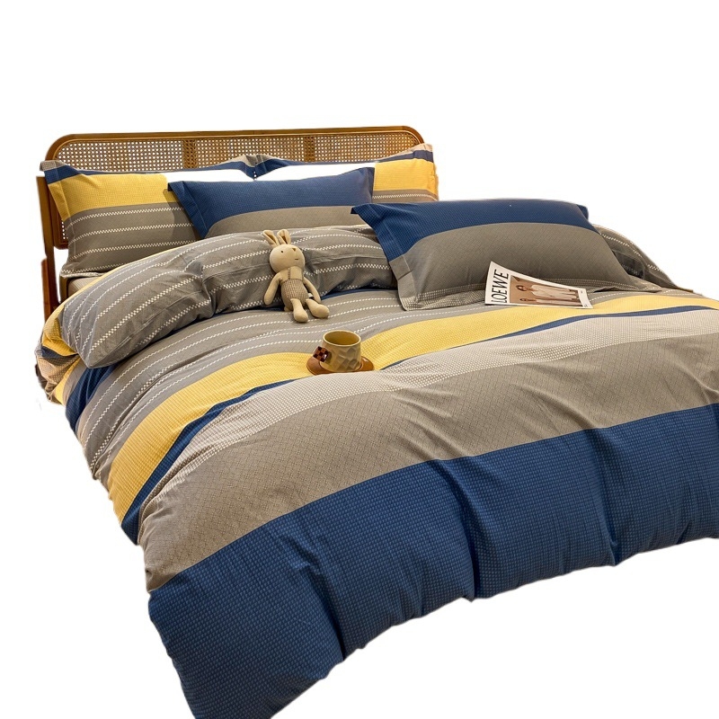 Dviejų sluoksnių antklodės užvalkalas, geometrinis raštas, poliesterio twillis, reaktyvus spausdinimas, svoris 1500–2000 g/m², keturių dalių komplektas, paprastas ir šiuolaikiškas stilius