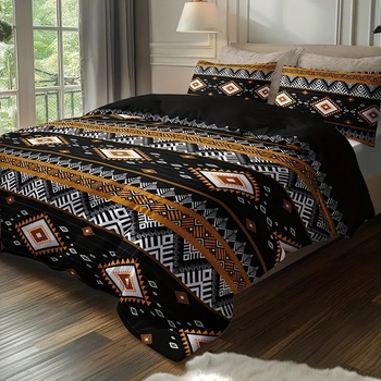 Bohemijos dryžių 3D HD spausdinimo antklodės užvalkalų rinkinys, 3 dalių, skaitmeninis spausdinimas, cheminiai pluoštai, šiuolaikinis minimalistinis stilius