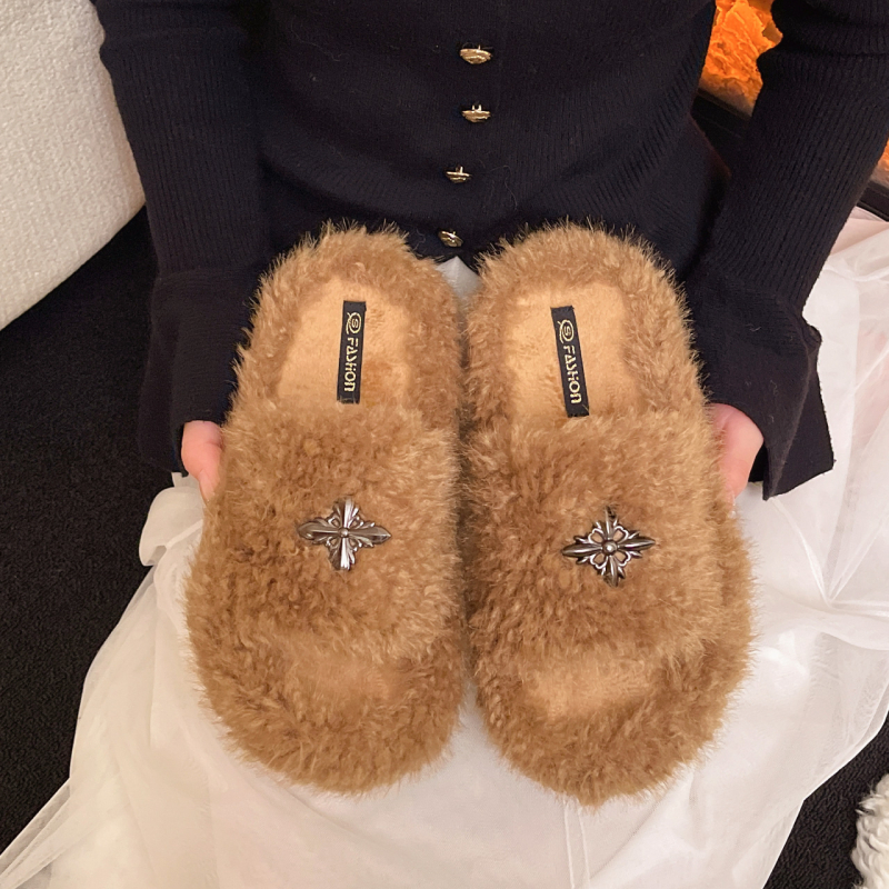 Ühe rihmaga sussid, Ultra-Fiber ülemine, kummist talp, ümmargune varvas, Korea stiil, talv 2025