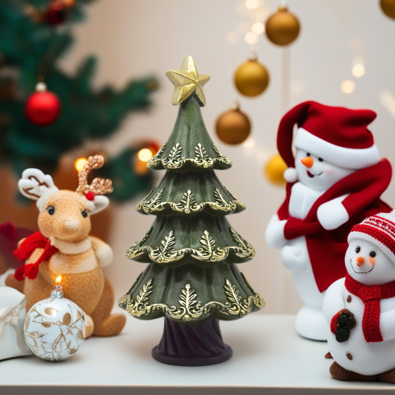 Ρετρό διακοσμητικό για χριστουγεννιάτικο δέντρο από ρητίνη, ντόρικ στυλ, Pinsheng Craft, συσκευασία σε χαρτονένιο κουτί