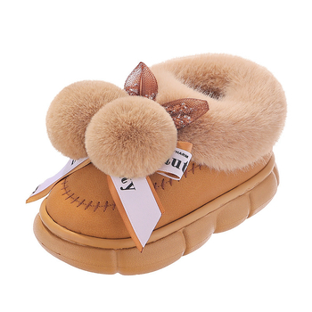 Vaikų vidaus šlepetės iš dirbtinės odos, EVA padas, storintos, vientisas raštas, karikatūrinis stilius