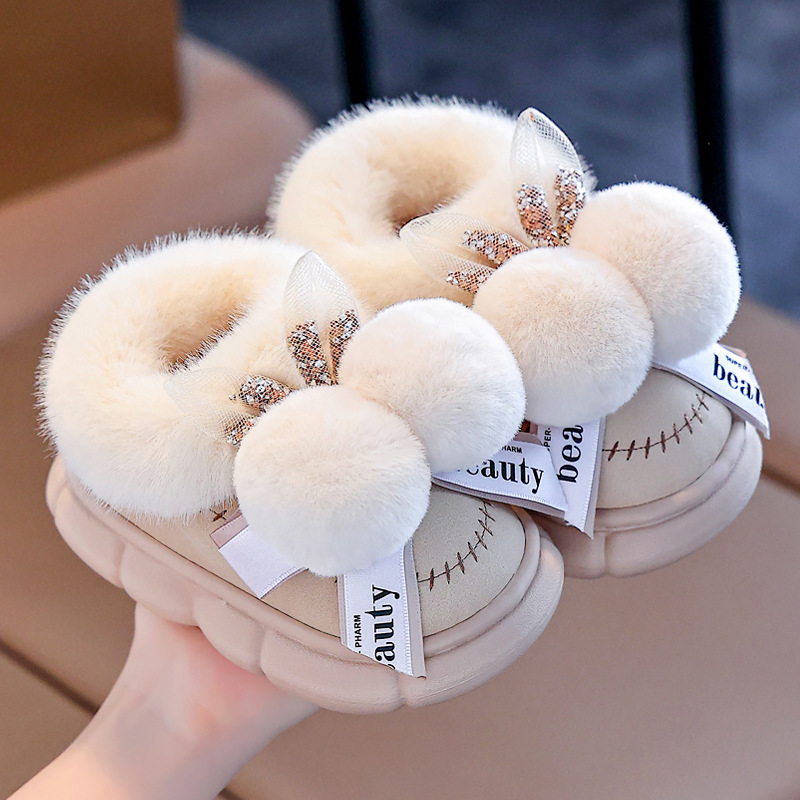 Vaikų vidaus šlepetės iš dirbtinės odos, EVA padas, storintos, vientisas raštas, karikatūrinis stilius