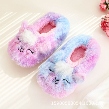 Vaikų šilti namų šlepečiai iš tinklo audinio su karikatūrų raštu, PVC padas, storinto dizaino, amžiaus grupė 7–12 metų