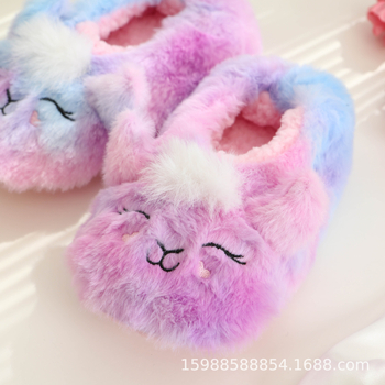 Vaikų šilti namų šlepečiai iš tinklo audinio su karikatūrų raštu, PVC padas, storinto dizaino, amžiaus grupė 7–12 metų