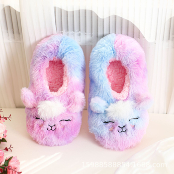 Vaikų šilti namų šlepečiai iš tinklo audinio su karikatūrų raštu, PVC padas, storinto dizaino, amžiaus grupė 7–12 metų