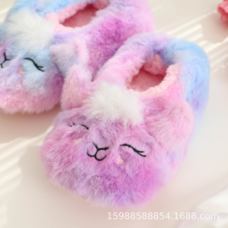 Vaikų šilti namų šlepečiai iš tinklo audinio su karikatūrų raštu, PVC padas, storinto dizaino, amžiaus grupė 7–12 metų