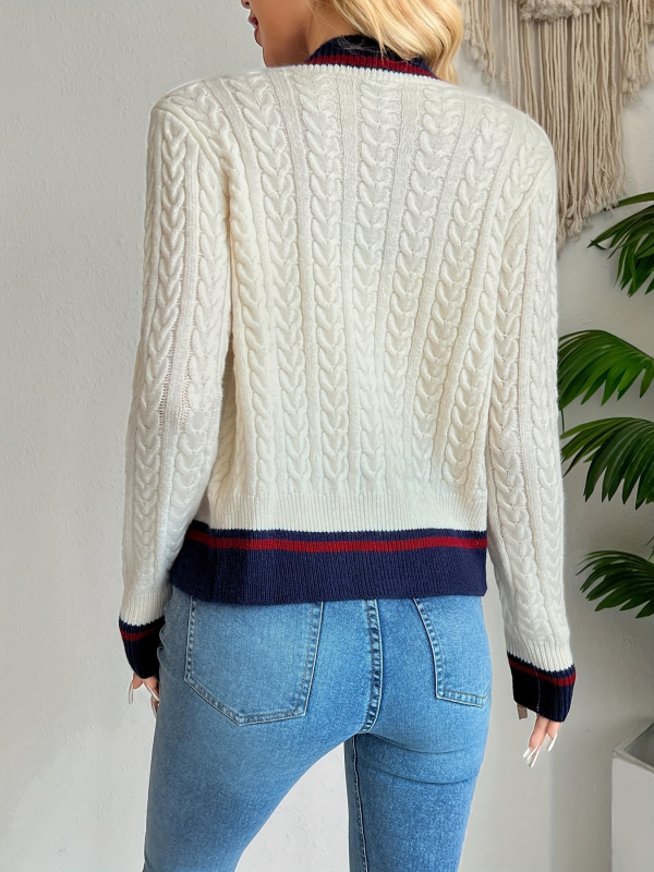 Cardigan džemper s motivom color-block, V-izrez, kopčanje u jednom redu, poliester 95%+