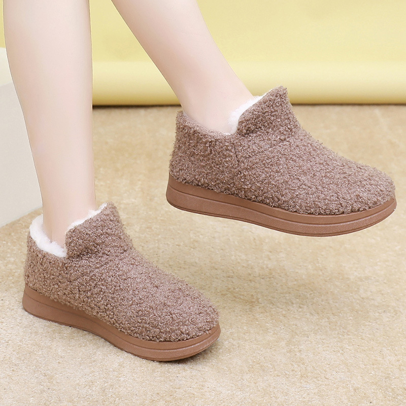 Ženske pamučne cipele s gornjim dijelom od umjetne krznine, ulošak od umjetne krznine, PVC đon, slip-on