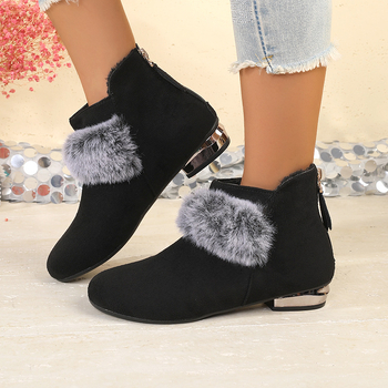 Ženske gležnjače od brušene kože s okruglim vrhom, srednje visoki pet 3-5 cm, stražnji zatvarač, PU podstava