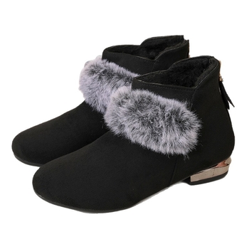 Ženske gležnjače od brušene kože s okruglim vrhom, srednje visoki pet 3-5 cm, stražnji zatvarač, PU podstava