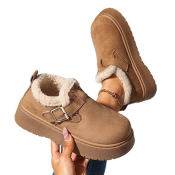 Nubukist ülaosaga talvesaapad, paks kummitald, vooder fleece ja kunstlik karusnahk, lühike varvas, slip-on kinnitusega.