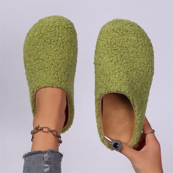 Naiste faux lambskin sussid suletud varbaga, paksu tallaga (Ülemine: PU; Tald: PVC; Vooder: puuvill; Slip-on; Taldpaksus: 3–5 cm)