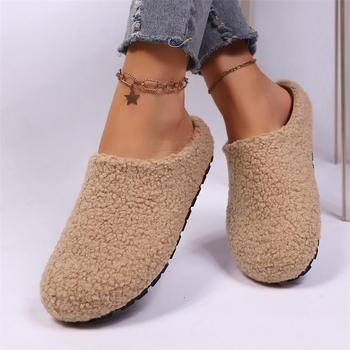 Naiste faux lambskin sussid suletud varbaga, paksu tallaga (Ülemine: PU; Tald: PVC; Vooder: puuvill; Slip-on; Taldpaksus: 3–5 cm)