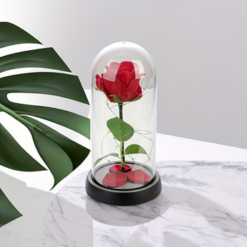 Dekoratīvā lampiņa ar stikla kupolu, darbojas ar baterijām, lauku stila mājas dekoram