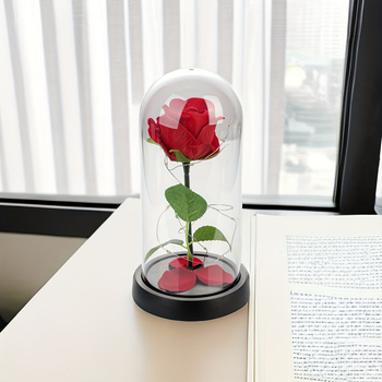 Dekoratīvā lampiņa ar stikla kupolu, darbojas ar baterijām, lauku stila mājas dekoram