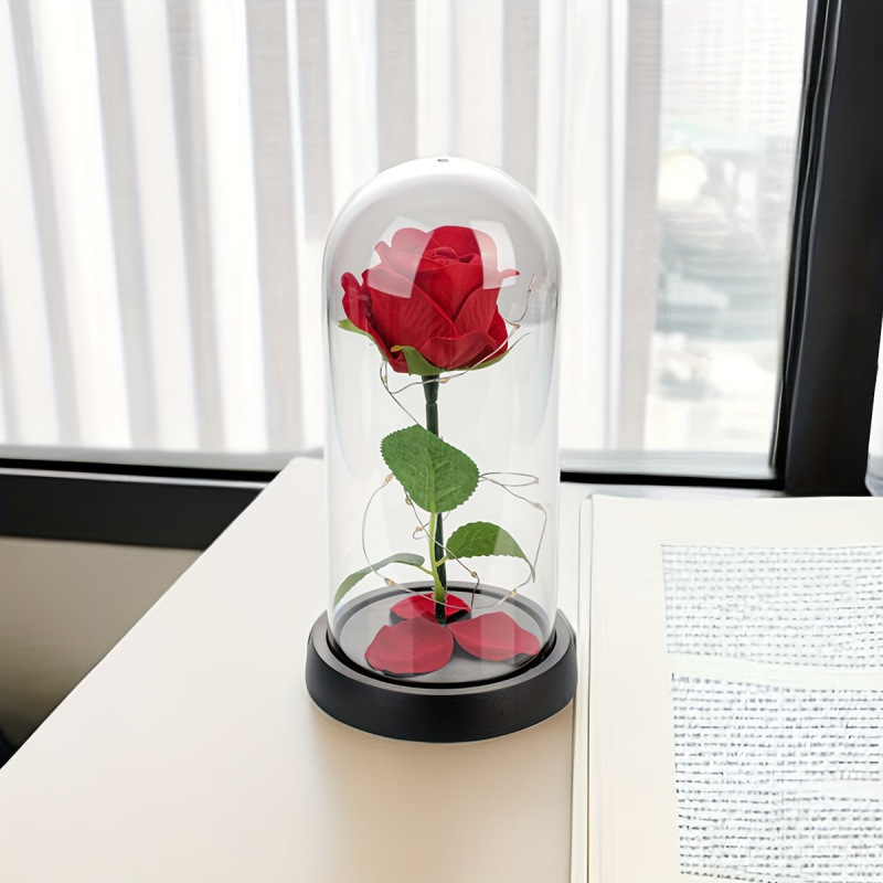 Dekoratīvā lampiņa ar stikla kupolu, darbojas ar baterijām, lauku stila mājas dekoram