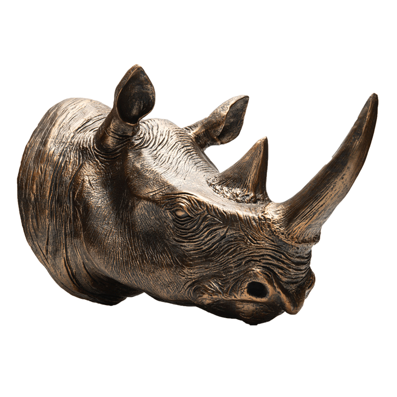 Orrszarvú fej falidísz, környezetbarát műanyagból, modern szobrászati dizájn, polírozott felület, irodai dekoráció