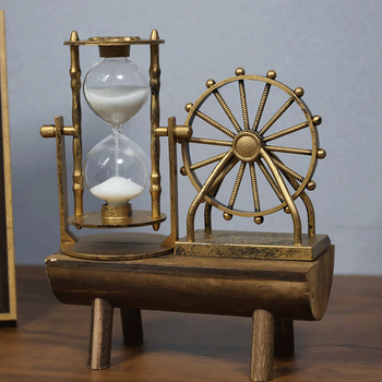 Medinis rankų darbo karuselė su smėlio laikrodžiu papuošalas - Naujojo Kinų stiliaus, kelioninis suvenyras, kabantis dekoras