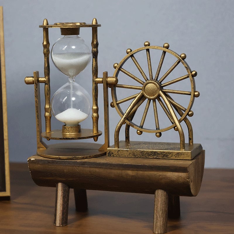 Medinis rankų darbo karuselė su smėlio laikrodžiu papuošalas - Naujojo Kinų stiliaus, kelioninis suvenyras, kabantis dekoras