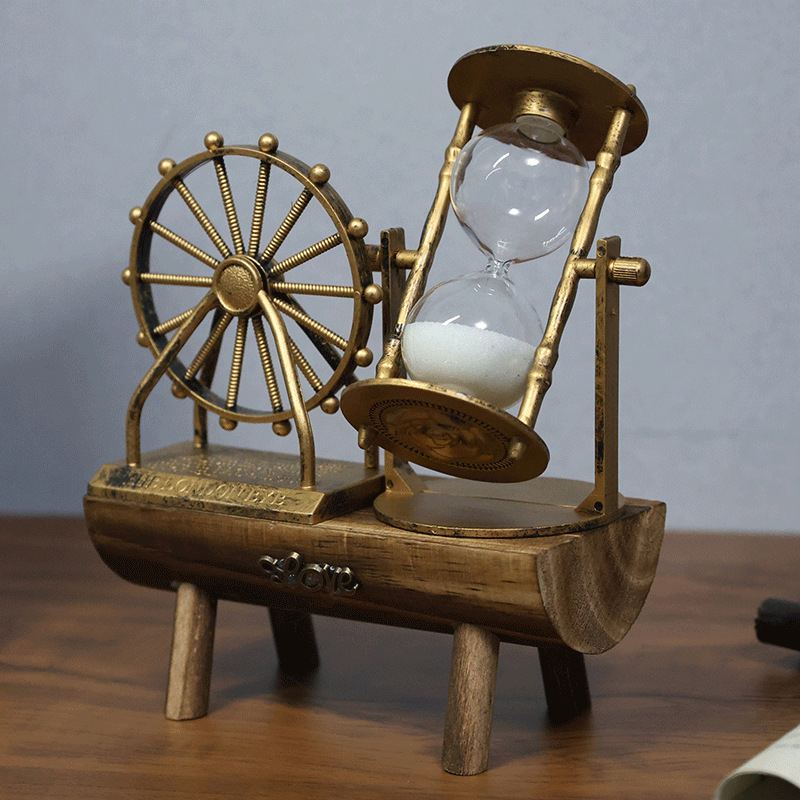 Medinis rankų darbo karuselė su smėlio laikrodžiu papuošalas - Naujojo Kinų stiliaus, kelioninis suvenyras, kabantis dekoras