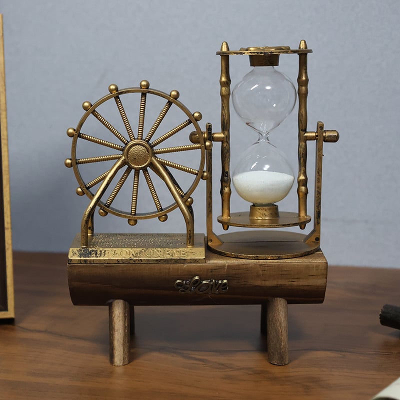 Medinis rankų darbo karuselė su smėlio laikrodžiu papuošalas - Naujojo Kinų stiliaus, kelioninis suvenyras, kabantis dekoras