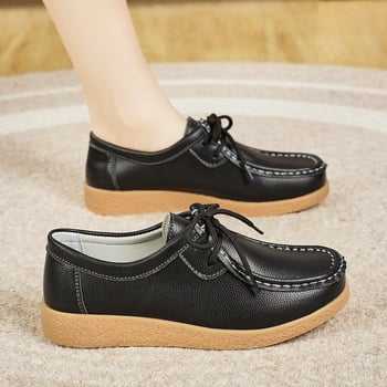 Kényelmes női bőrcipő, kétoldalas felsőrész, kerek orr, alacsony sarka 1–3 cm, előre fűzős