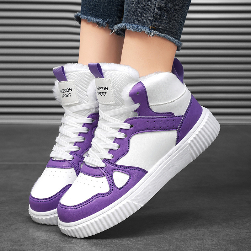 Női téli cipő PU bőr felsőrésszel, pamut bélés, gumitalp, mindennapi használatra, alacsony sarok 1–3 cm