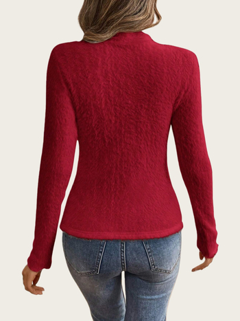 Плетен пуловер, къс модел, дълги ръкави, кръгло деколте, полиестер