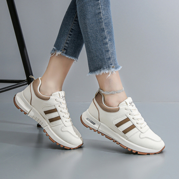 Moteriški kvėpuojantys sportbačiai su raišteliais, reljefinė dirbtinė oda, tinklinė vidinė medžiaga, PU vidurinis pada, EVA padai