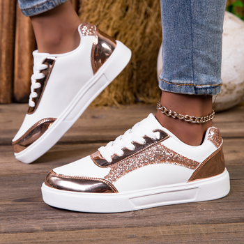 Moteriški kasdieniai sportbačiai su audinio viršumi, EVA padas, patchwork raštas, raišteliai priekyje, apvali nosis