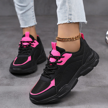 Moteriški sportiniai Dad Shoes Mid-Top batai su tinkleliu viršutine, raišteliai, kvėpuojantys, PHYLON padas